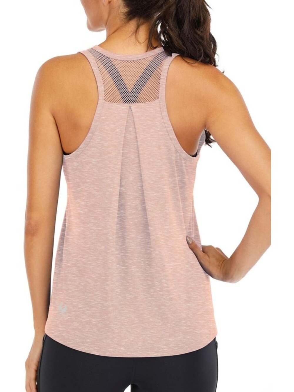 〽️ Women Apricot Loose Fit Racerback Mesh Backless Muscle Tank Workout Tops